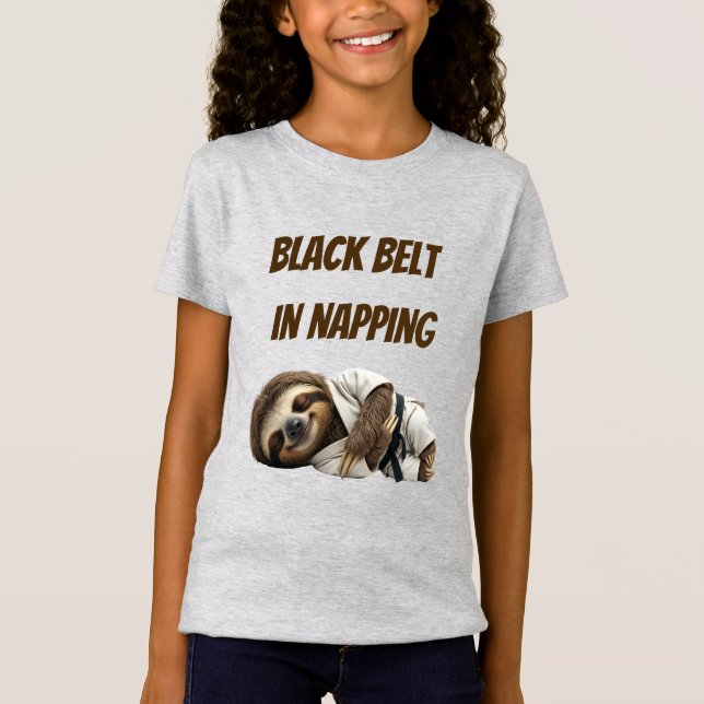 Black Belt In Napping Sloth T-Shirt (Front)