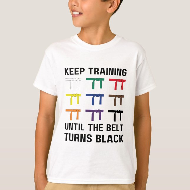 black belt karate Martial art karate boys kids T-Shirt (Front)