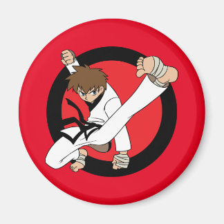 Black Belt Karate / Ninja Brunette Boy Magnet