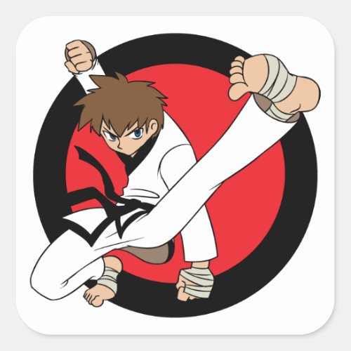 Black Belt Karate  Ninja Brunette Boy Sticker