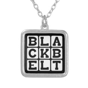 Black Belt, Karate Ranking Silver Plated Necklace