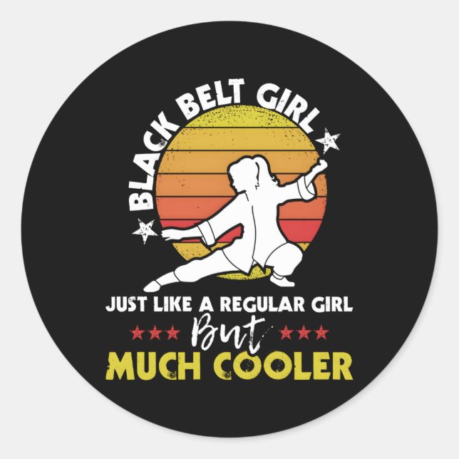 Black Belt Karate Taekwondo Mixed Mial Mma Classic Round Sticker (Front)