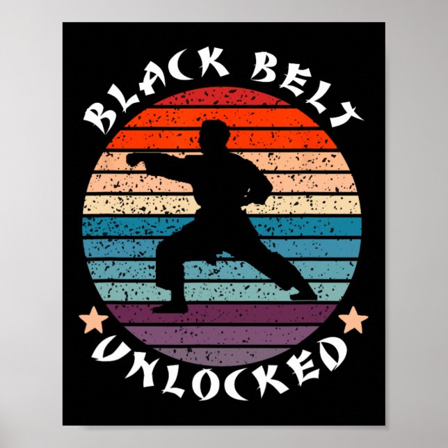 Black Belt Level Unlocked Achievement Karate Keep  Poster (Front)