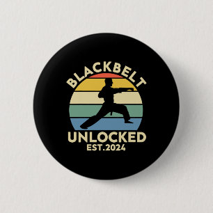 Black Belt Men Achievement Martial Arts Karate Boy Button
