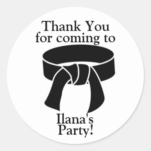Black belt party thank you stickers