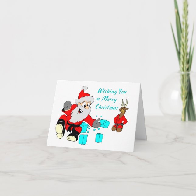 Black Belt Santa Martial Arts Christmas Cards (Front)