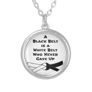 Black Belt Silver Plated Necklace