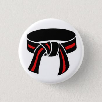 Black Belt With Red Stripe Button by MartialArtsParty at Zazzle