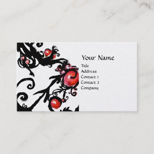 BLACK  BERRIES SWIRLS metallic platinum Business Card