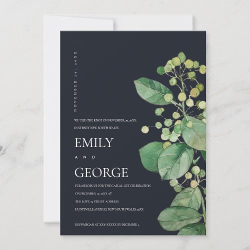 BLACK BERRY LEAF FOLIAGE WE TIED THE KNOT INVITE