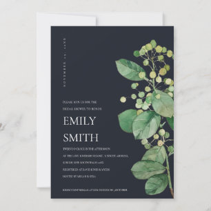 BLACK BERRY LEAVES FOLIAGE BRIDAL SHOWER INVITE