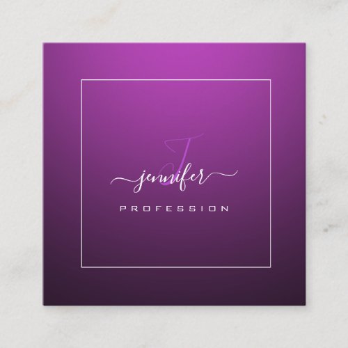 Black Berry Pink Purple Monogram Name Social Media Square Business Card