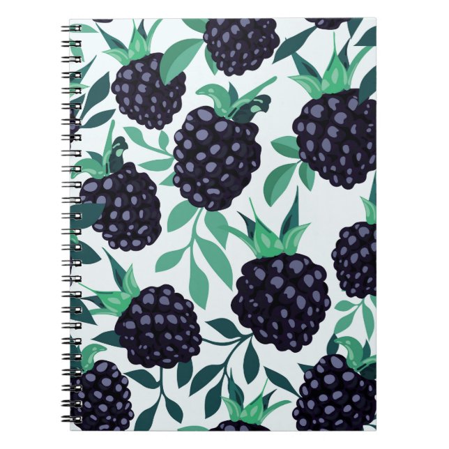 Black Berry Tropical: Fruit Seamless Pattern Notebook (Front)