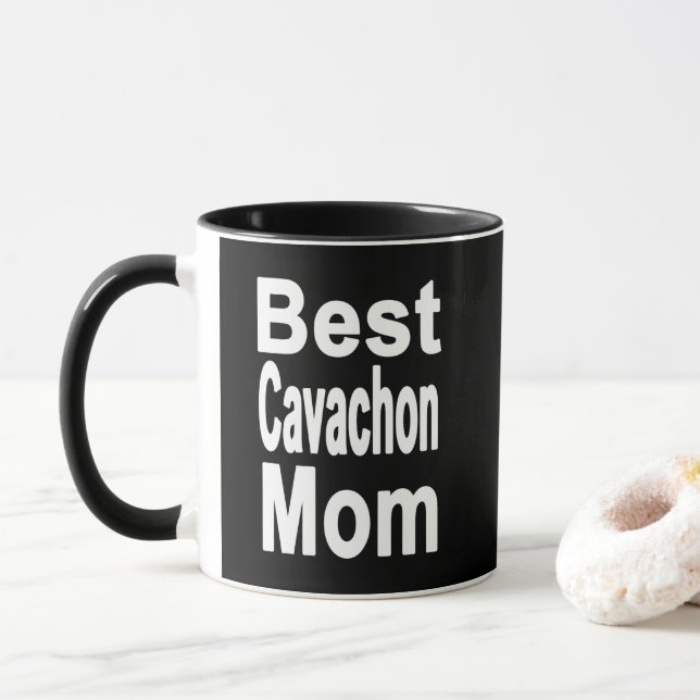 Black Best Cavachon Mom Mug (With Donut)