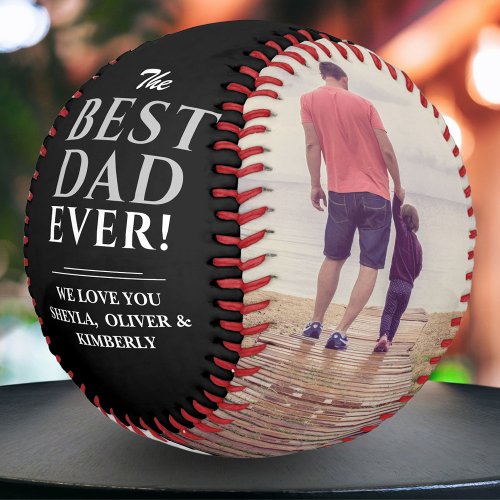 Black Best Dad Ever Fathers Day 2 Photo Collage Softball