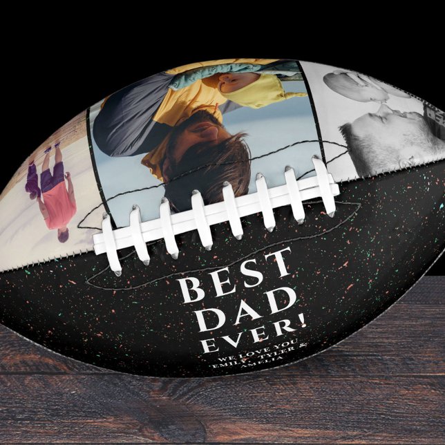 Black Best Dad Ever Father`s Day 3 Photo Collage Football (Creator Uploaded)