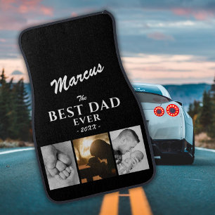 Black Best Dad Ever Father`s Day Keepsake 3 Photo Car Floor Mat