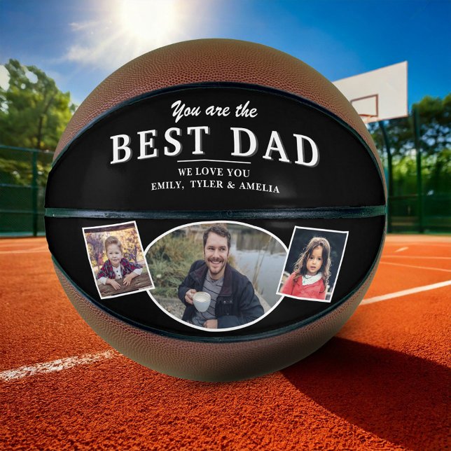 Black Best Dad Father 3 Photo Collage  Basketball (Creator Uploaded)