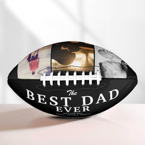 Black Best Dad Fathers Day 3 Photo Collage Football