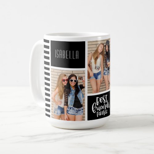 Black Best Friends Forever Typography Photo Coffee Mug