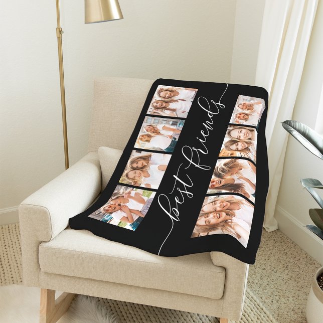 Black | Best Friends Photo Collage Fleece Blanket (Creator Uploaded)