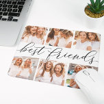 Black | Best Friends Photo Collage Mouse Pad<br><div class="desc">Celebrate friendship with your besties with this cool photo collage mousepad featuring 6 favorite photos,  with “best friends” in the center in black hand lettered calligraphy script lettering.</div>