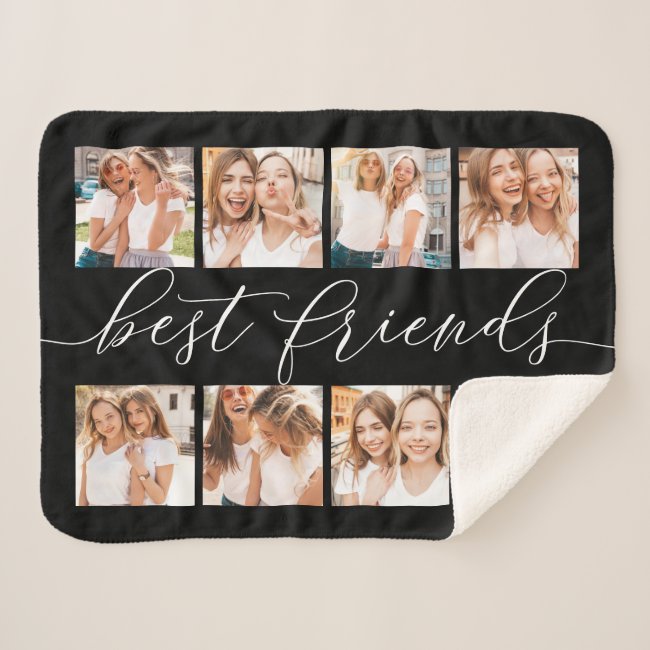 Black | Best Friends Photo Collage Sherpa Blanket