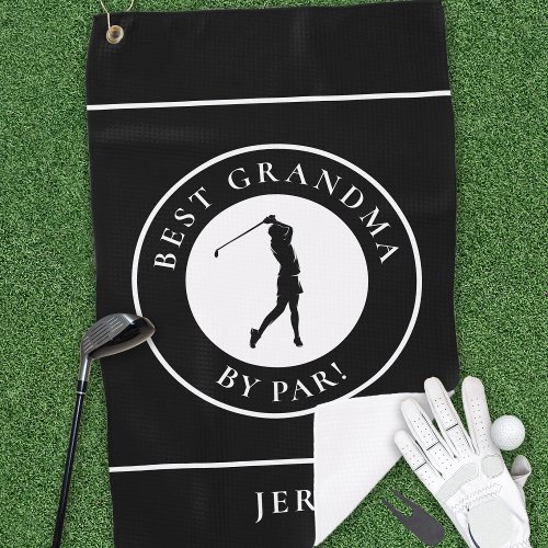 Black Best Grandma Golfer Monogrammed Sports Pro Golf Towel