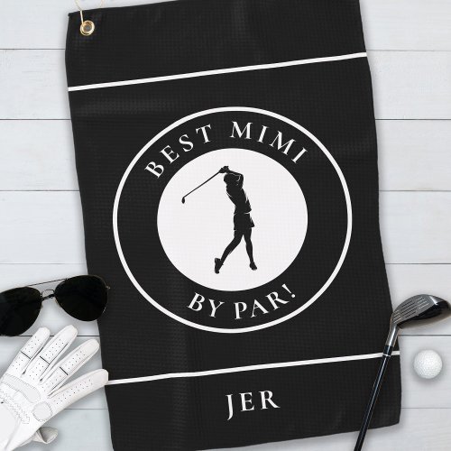 Black Best Grandma Mimi Golfer Monogram Sports Pro Golf Towel