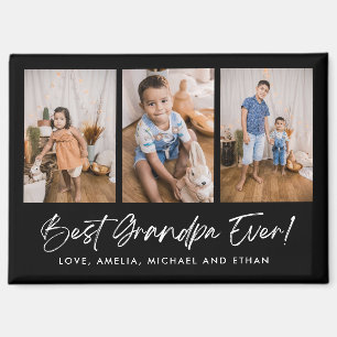 Black Best Grandpa Ever Four Photo Magnet