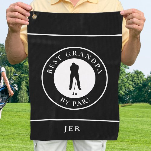 Black Best Grandpa Golfer Monogrammed Sports Pro Golf Towel