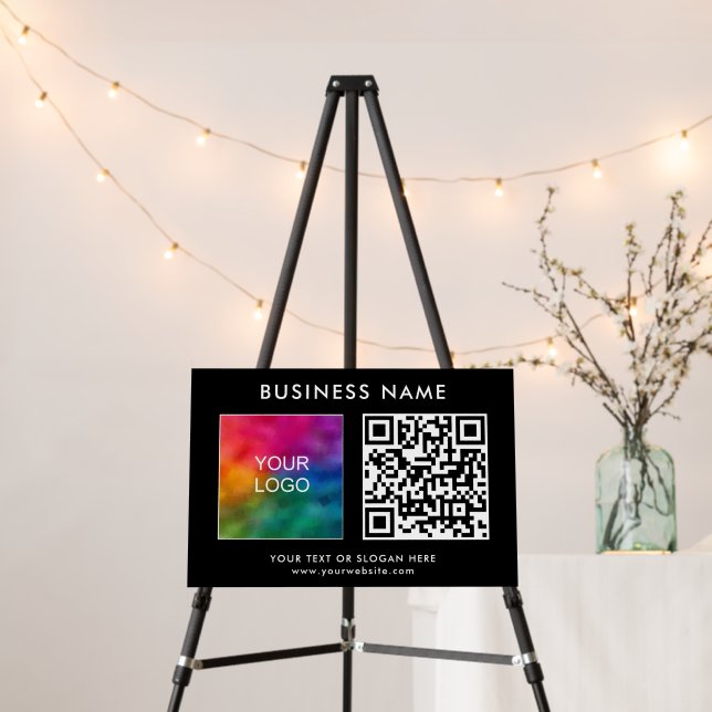 Black Best Template Elegant Business Logo QR Code Foam Board (In Situ (Stand))