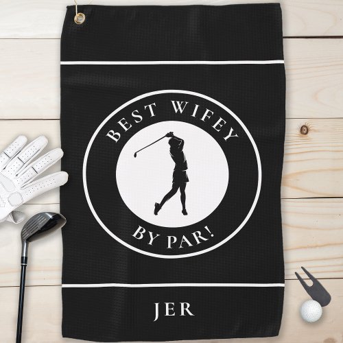 Black Best Wifey By Par Golfer Wife Monogram Sport Golf Towel