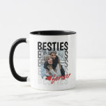 Black Besties Ombre Typography Photo Overlap Mug<br><div class="desc">Black Besties Ombre Typography Photo Overlap Mug</div>