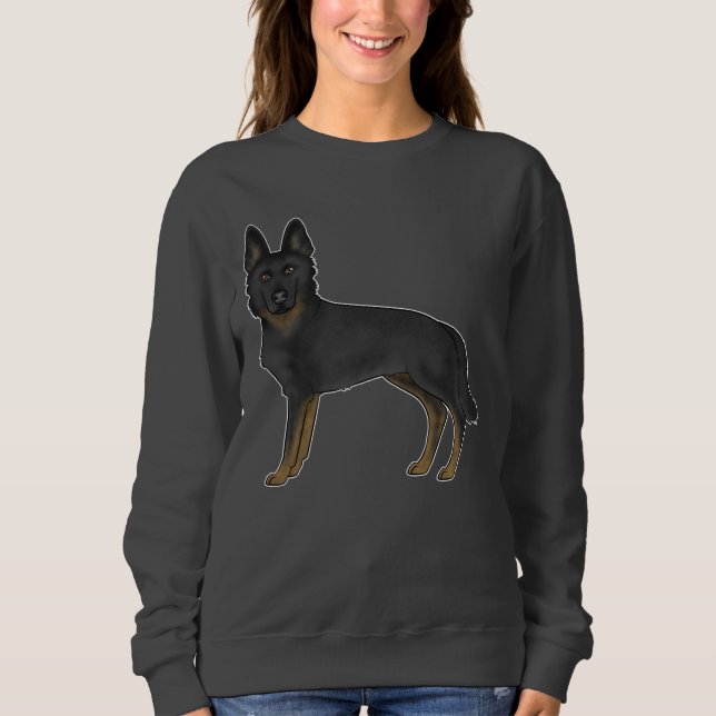 Black Bi-Color German Shepherd Cute Cartoon Dog Sweatshirt (Front)