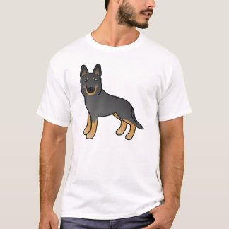 Black Bi-Color German Shepherd Cute Cartoon Dog T-Shirt