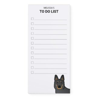 Black Bi-Color German Shepherd To Do List &amp; Name Magnetic Notepad