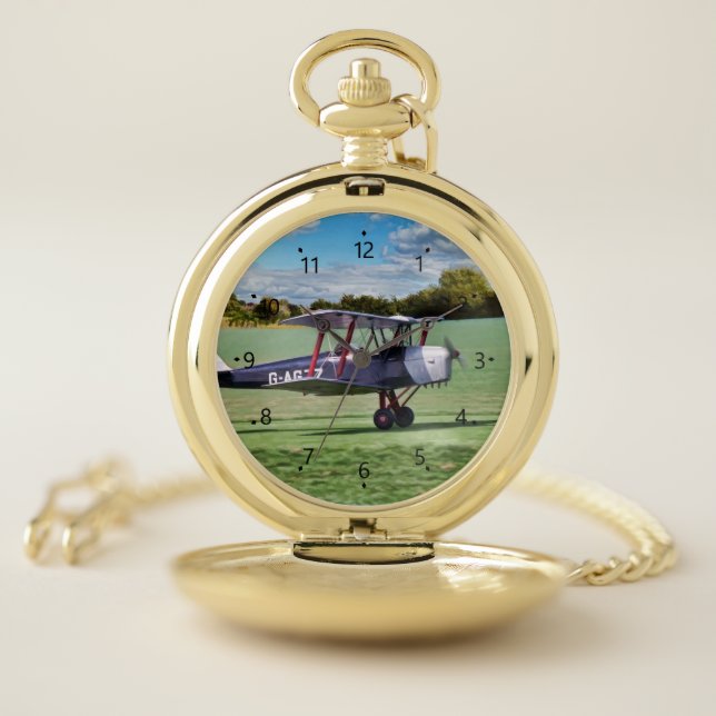 Black Bi plane Pocket Watch (Inside)