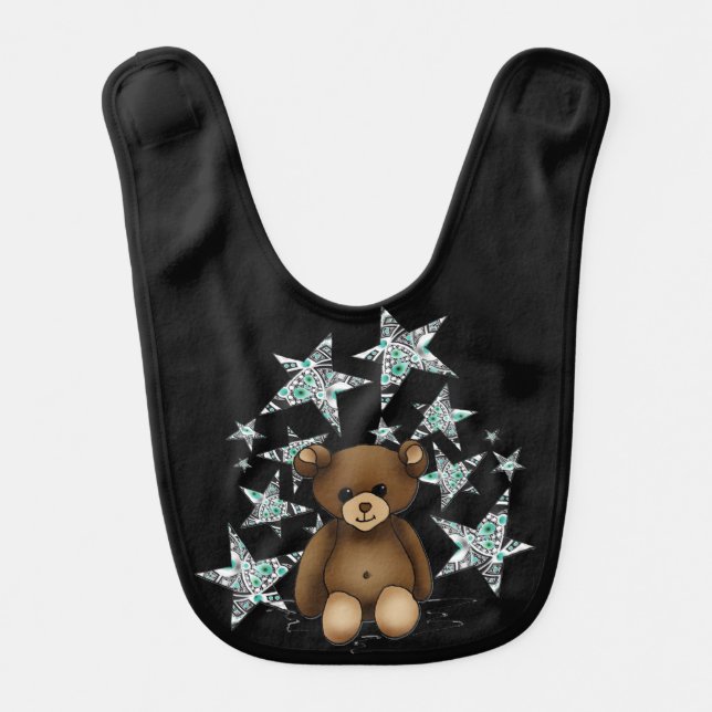 Black bib teddy and stars (Front)