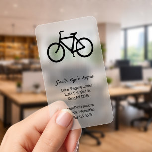 Black Bicycle Shape Clear Business Cards