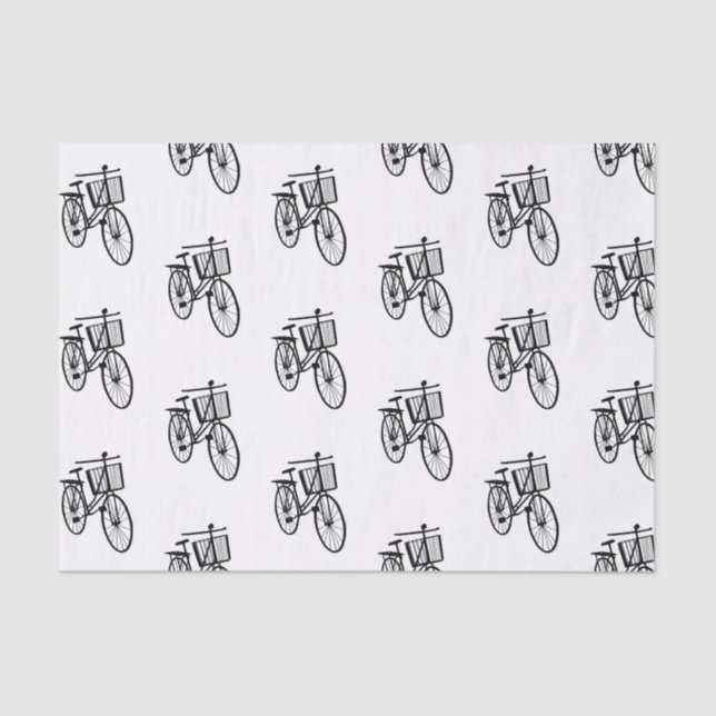 Black Bicycle Silhouette Tissue Paper (Front)