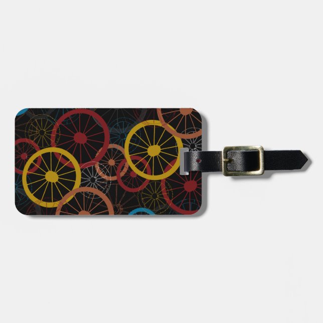 Black Bicycle Wheels Luggage Tag (Front Horizontal)