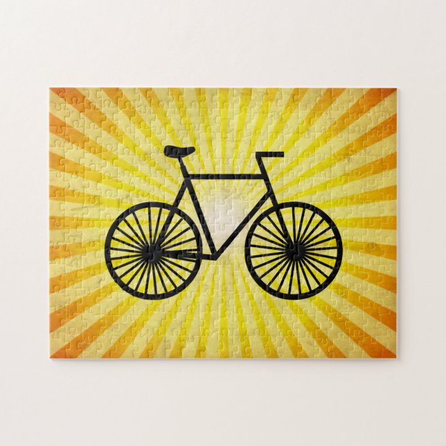 Black Bicycle; Yellow Background Jigsaw Puzzle (Horizontal)