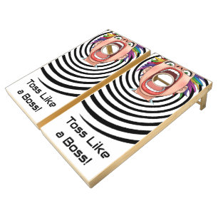 Black Big mouth illustration Pong Table Cornhole Set
