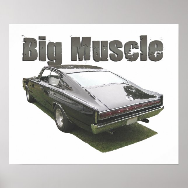 Black "Big Muscle" 1967 Dodge Charger poster (Front)
