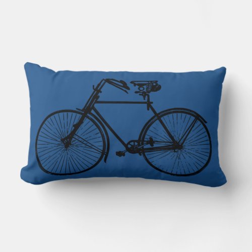 black bike bicycle Throw pillow blue