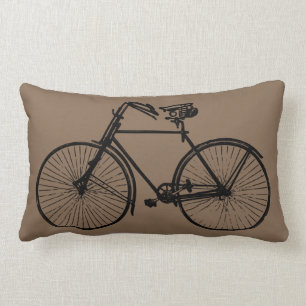 black bike bicycle Throw pillow brown