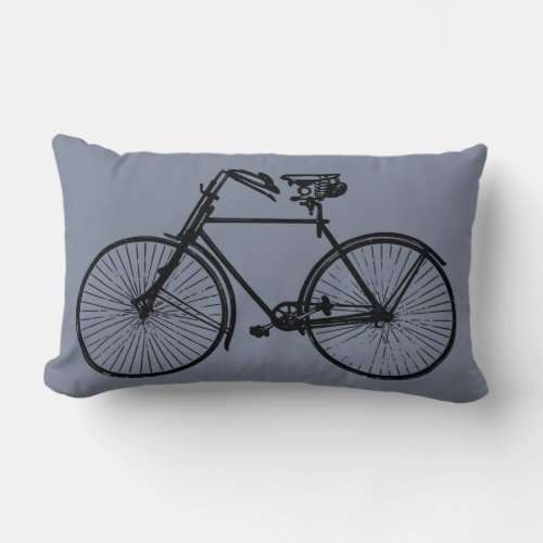 black bike bicycle Throw pillow grey smoke blue