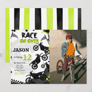 Black Bike Birthday Photo Invitation