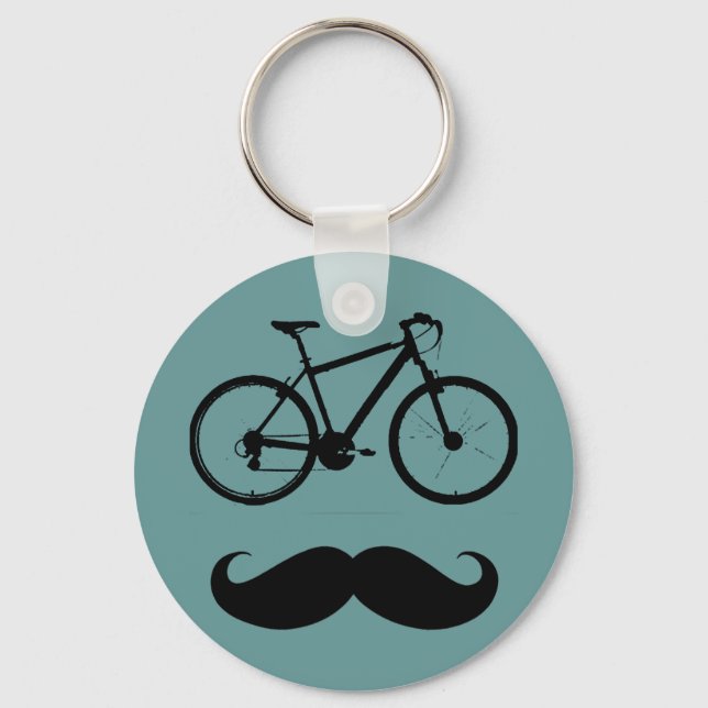 black bike moustache keychain (Front)